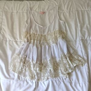 Lace see-through babydoll blouse